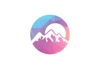 Low poly with Minimalist Mountain Logo Design Template, Vector illustration