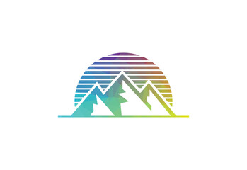 Low poly with Minimalist Mountain Logo Design Template, Vector illustration