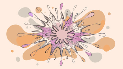 Abstract floral explosion with fluid shapes and soft pastel colors creating a dynamic organic composition