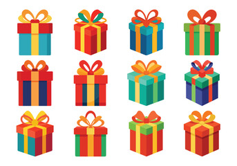 Gift box vector cartoon set icon. Illustration of isolated cartoon icon gift box with ribbon. Vector illustration set christmas present.