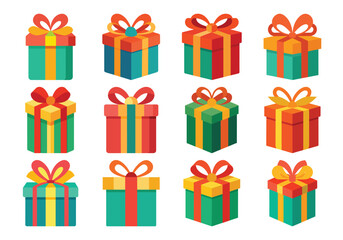 Gift box vector cartoon set icon. Illustration of isolated cartoon icon gift box with ribbon. Vector illustration set christmas present.