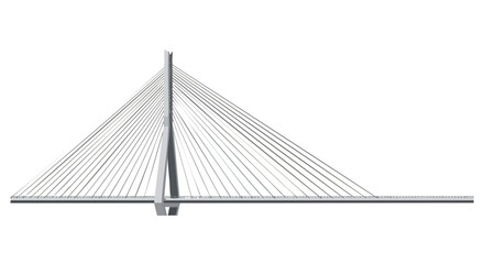 Fototapeta premium Architectural marvel of cable-stayed bridge design emphasizing structural ingenuity with clean lines and modern aesthetic against a white background