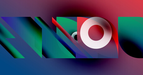 Abstract composition. Vivid colors blend, creating dynamic shapes. Modern design evokes energy, movement, visual interest.