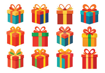 Gift box vector cartoon set icon. Illustration of isolated cartoon icon gift box with ribbon. Vector illustration set christmas present.