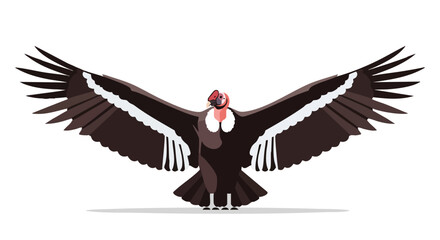 Majestic and Graphic Andean Condor with Spread Wings Represents Wildlife Conservation and South American Natural Heritage