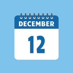december 12 calendar icon Vector page month design