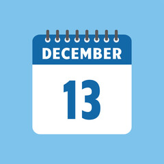 december 13 calendar icon Vector page month design