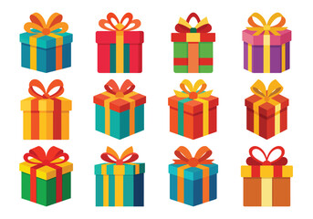 Gift box vector cartoon set icon. Illustration of isolated cartoon icon gift box with ribbon. Vector illustration set christmas present.