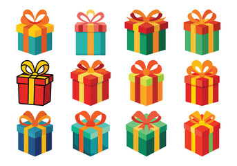 Gift box vector cartoon set icon. Illustration of isolated cartoon icon gift box with ribbon. Vector illustration set christmas present.