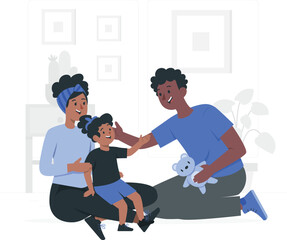 Stylized african family gathering illustration
