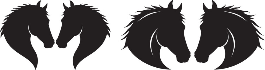 Two pairs of horse head silhouettes facing each other