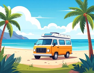 Camper van vector illustration flat design