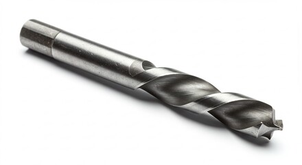 精密な金属ドリル 鋭い刃先 光る表面 白背景. AI Generated