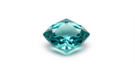 輝く青緑宝石 透明感抜群 カット綺麗 光反射美しい. AI Generated