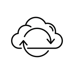 Cloud Data Synchronization: A simple line art illustration depicting cloud data synchronization, showcasing seamless data transfer and backup processes.
