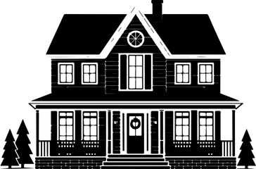 Christmas House Vector Art, American Home