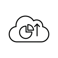 Cloud Data Analysis Icon: A sleek and minimalist icon showcasing a cloud symbolizing data storage, coupled with a pie chart indicating data analytics.