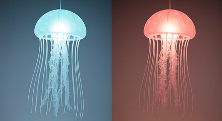 Zachte gloed prachtige kwallampen zweven elegant. AI Generated