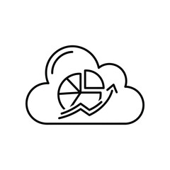 Cloud Data Analytics Illustration: A clean, illustrative representation of data analysis, depicted as a pie chart and an upward trending line nestled within a cloud graphic.