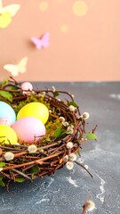 Easter eggs in a nest