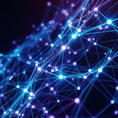 Fototapeta premium Abstract Digital Network Visualization with Glowing Blue Nodes and Connections
