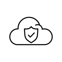 Secure Cloud: A simple, yet impactful outline of a cloud, symbolizing data protection, cybersecurity, and secure storage in a digital environment.