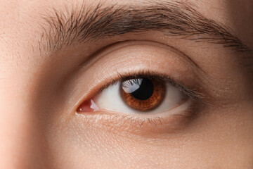 Fototapeta premium Young man with brown eyes, closeup