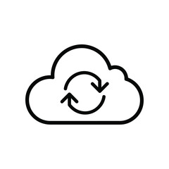 Cloud Data Synchronization: A digital illustration depicts a cloud icon with a circular arrow, signifying data synchronization, storage, backup, and accessibility.