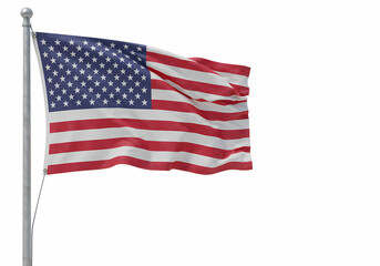 American Flag Waving Stars and Stripes on transparent background