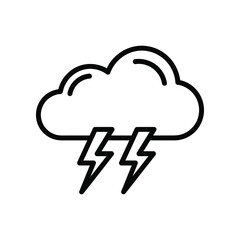 Thunderstorm Icon: A minimalist illustration of a storm cloud accompanied by two bolts of lightning. This image perfectly captures the raw power and dynamic energy of a thunderstorm.