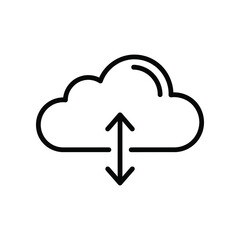 Cloud Data: A clean and modern graphic features a cloud icon with an arrow, depicting data transfer. Illustrating the digital age's essence of information storage and accessibility.