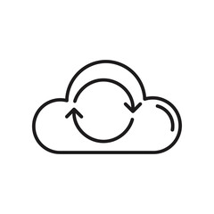 Cloud Synchronization Icon: Depicting a simplistic outline of a cloud with an arrow symbol, symbolizing synchronization and seamless data transfer.