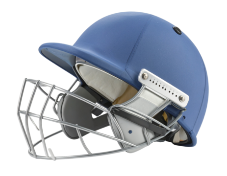 Close-Up of Cricket Helmet Grill and Forehead Padding, isolated on transparent background