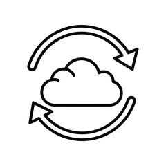 Cloud Sync Icon: A minimalist, conceptual image depicting cloud storage data synchronization, with the cloud central and arrows forming a circular process.