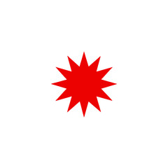 Fototapeta premium Red starburst design with many points on white space on transparent background