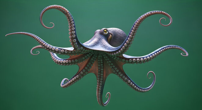 Close-up of an octopus with detailed tentacles and body. - Powered by Adobe