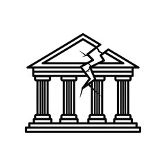 Cracked Foundation: A stark depiction of a building facade rent asunder, symbolizing fragility and decay, evokes the unsettling narrative of collapse. 