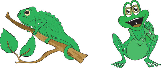 Animal Coloring for happy frog and frog icons vector file and bundle set. 