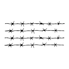 Barbed Wire Fence Vector Illustration 