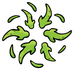 Obraz premium Dynamic Green Swirl of Abstract Organic Shapes Vector Illustration with Motion Effect