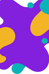 Abstract background with vibrant purple yellow and teal amorphous liquid shapes.