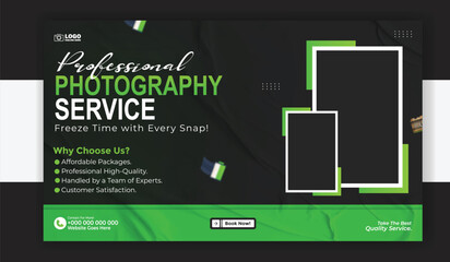Professional photography service banner template for social media promotion