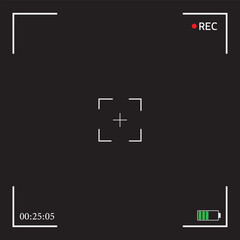 Fototapeta premium Camera Frame Viewfinder Overlay on Black Background. Vector