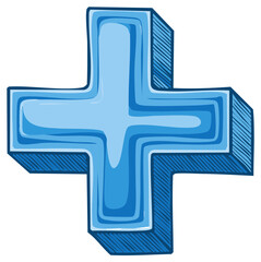 Obraz premium Stylized Blue Plus Sign Illustration Showing Addition Mathematics Drawing Image