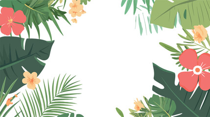 Naklejka premium Whimsical hand drawn wildflowers and delicate stems create a vibrant border on a white background