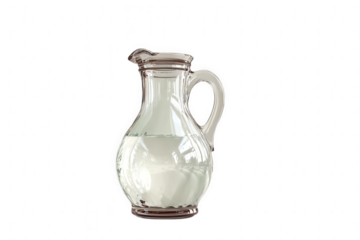 Clear glass pitcher filled with water isolated on transparent background