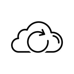 Cloud Synchronization Icon: A sleek, minimalistic illustration showcasing a cloud with a circular arrow overlay, representing seamless data synchronization and secure digital storage.