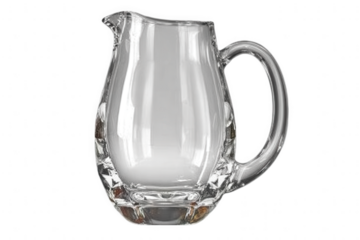 Elegant clear glass pitcher with a handle isolated on transparent background