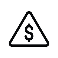 Financial Caution Alert: A minimalist, vector-style illustration of a triangular warning sign featuring a dollar symbol, signifying financial caution and risk.