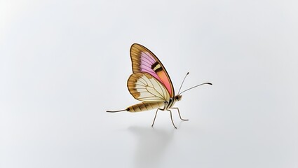 Obraz premium A colorful butterfly illustration isolated on white, highlighting the intricate patterns of its wings.